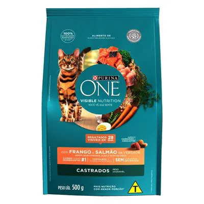 Racao Purina One Gato Frango E Salmao 500 Gr