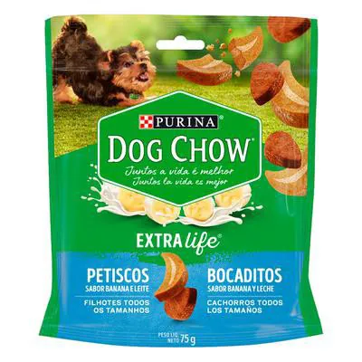 Petisco Purina Dog Chow para Cães Filhote Banana e Leite 75g