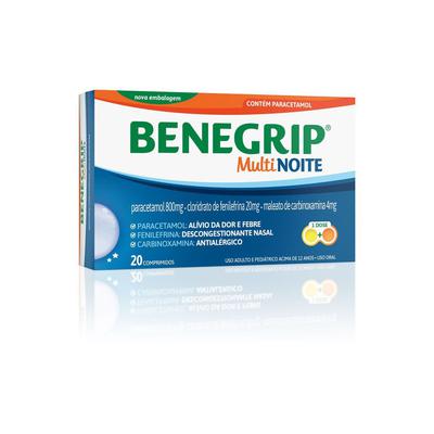 Benegrip Multi Noite Antigripal Analgésico E Descongestionante - Caixa 20 Comprimidos preço