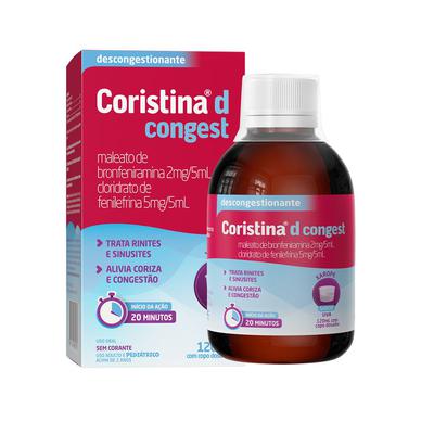 Coristina D Congest Xarope Descongestionante Com Bronfeniramina E Fenilefrina - 120 Ml preço