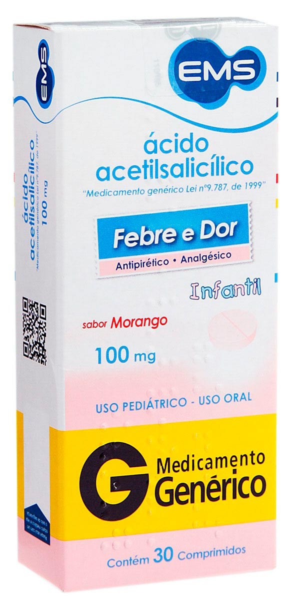 Ácido Acetilsalicílico Ems 100mg 30 Comprimidos