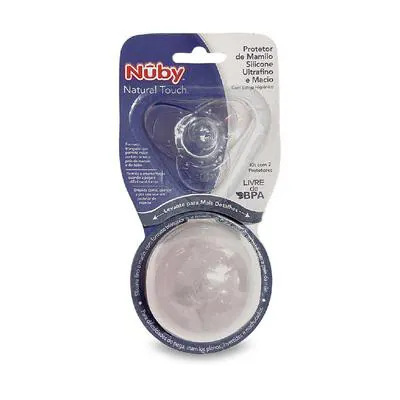 Protetor de Mamilo Nûby em Silicone Transparente Com Estojo 2 Unidades