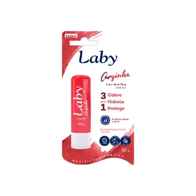 Protetor Solar Labial Hidratante Laby Corzinha Vermelho Amor Fps15 3,6G preço
