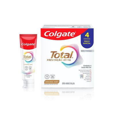 Creme Dental Colgate Total Original Mint Prevenção Ativa 90g 4 Unidades