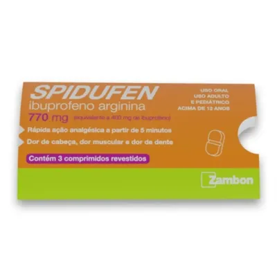 Spidufen 770Mg Ibuprofeno 400Mg+ Arginina 370Mg Zambon Blister 3 Comprimidos Revestidos preço