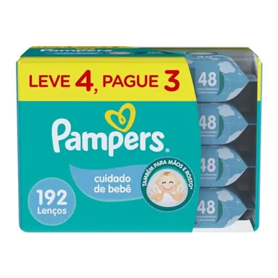 Kit Lenços Umedecidos Pampers Cuidado Bebê 192 Unidades Leve 4 Pague 3