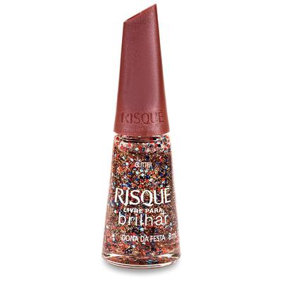 Esmalte Risqué Livre Para Brilhar Glitter Laranja E Azul Dona Da Festa 8Ml preço