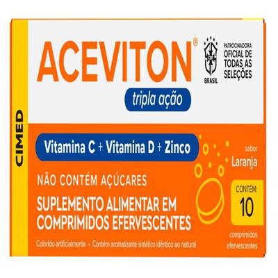 Aceviton Tripla Ação Vitamina C, D E Zinco 10 Comprimidos Efervescentes preço