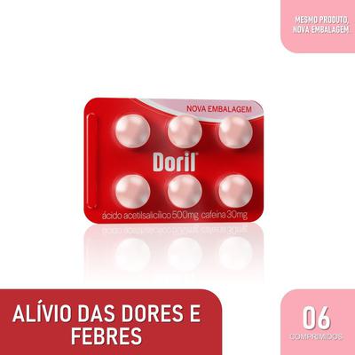 Doril Acido Acetilsalicilico 500Mg + Cafeína 30Mg 6 Comprimidos preço