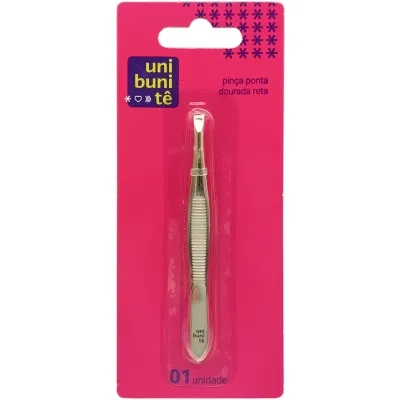 Pinça Ponta Reta Dourado Aço Inox Uni Buni Tê preço