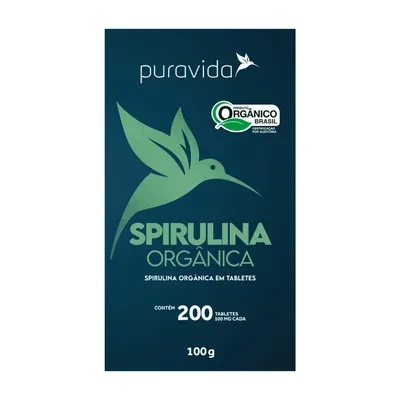 Spirulina Premium 500mg Pura Vida 200 Tabletes