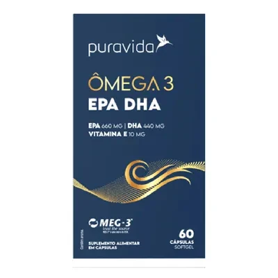 Ômega 3 EPA DHA Pura Vida 60 Cápsulas