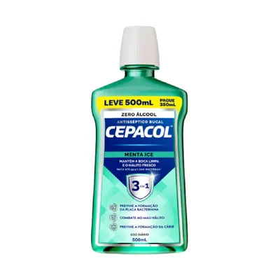 Antisséptico Cepacol Menta Ice Zero Álcool Leve 500ml Pague 350ml