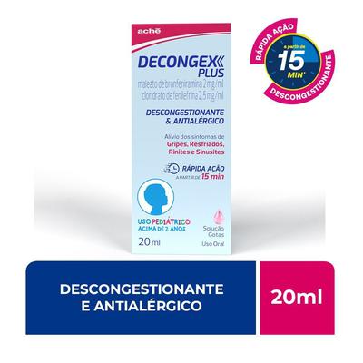 Decongex Plus Maleato De Bronfeniramina 2Mg/Ml + Cloridrato De Fenilefrina 2,5Mg/Ml Gotas 20Ml preço