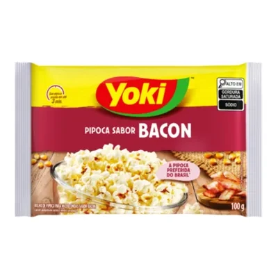 Pipoca para Microondas Yoki Sabor Bacon 100g