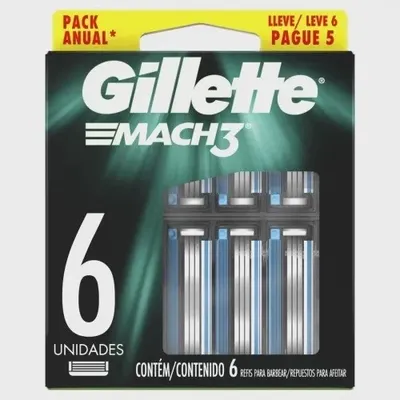 Carga para Aparelho de Barbear Gillette Mach3 Leve 6 Pague 5 Unidades