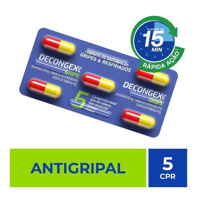 Decongex Gripe Paracetamol 400Mg + Maleato De Clorfeniramina 4Mg + Cloridrato De Fenilefrina 4Mg 5 Cápsulas preço
