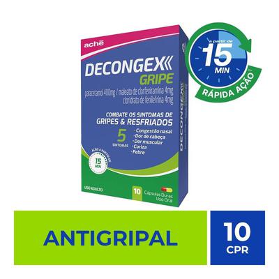 Decongex Gripe Paracetamol 400Mg + Maleato De Clorfeniramina 4Mg + Cloridrato De Fenilefrina 4Mg 10 Cápsulas preço