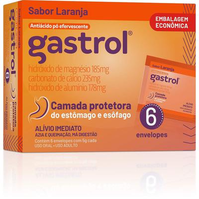 Antiácido Gastrol 185Mg/G + 235Mg/G + 178Mg/G Laranja 6 Envelopes preço