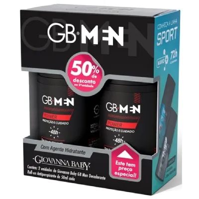 Kit Desodorante Giovanna Baby Men Roll On Power 50% Desc na 2ªun