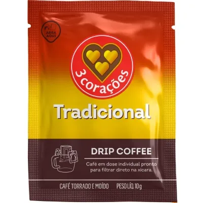 Café em Sachê Torrado e Moído 3 Corações Tradicional Drip Coffee