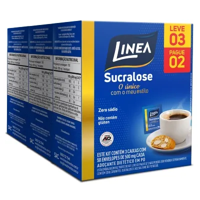 Kit Adoçante Linea Sucralose Leve 3 Pague 2 com 50 Envelopes