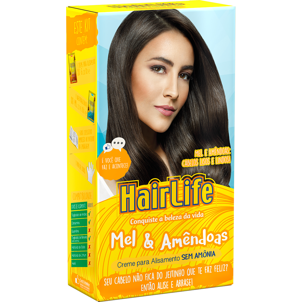 Creme Alisante HairLife Mel e Amêndoas 180g