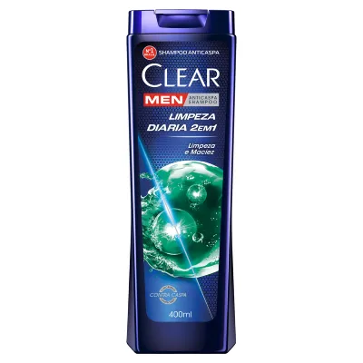 Shampoo Anticaspa Clear Men Limpeza Diária 2 em 1 400ml