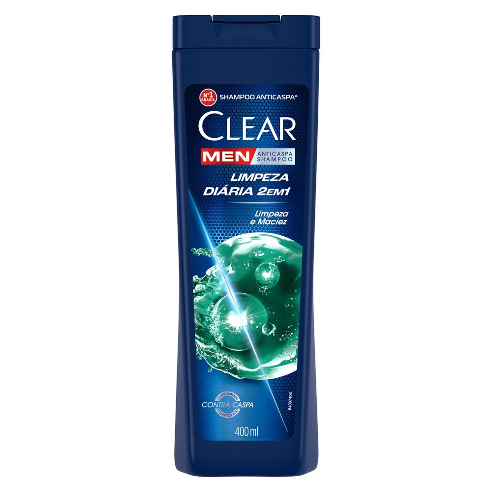 Shampoo Anticaspa Clear Men Limpeza Diária 2 Em 1 400 Ml preço