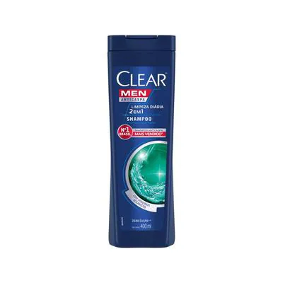 Shampoo Anticaspa Clear Men 2 em 1 Limpeza Diária 400ml