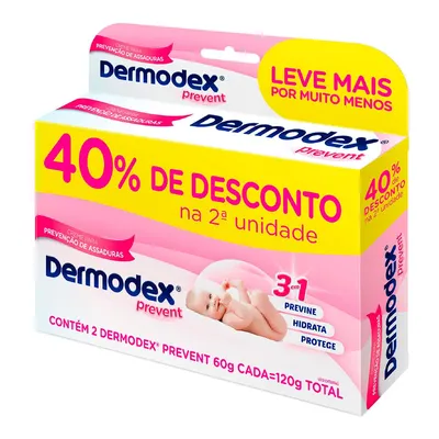 Kit Dermodex Prevent Creme para Prevenção de Assaduras 3em1 2 Unidades