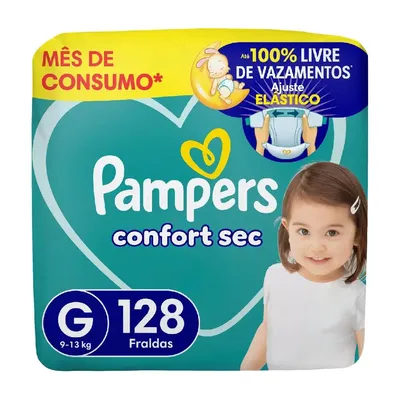 Fralda Pampers Confort Sec Jumbo G 128 unidades