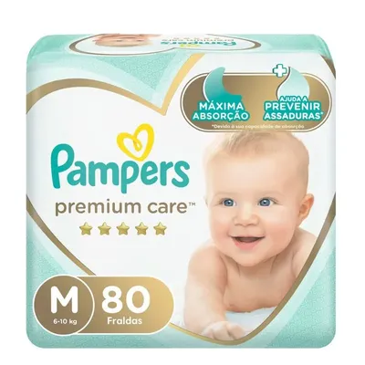 Fralda Pampers Premium Care M com 80 Unidades
