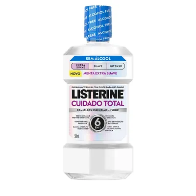 Antisséptico Bucal Listerine Cuidado Total Extra Suave S/Álcool 500mL