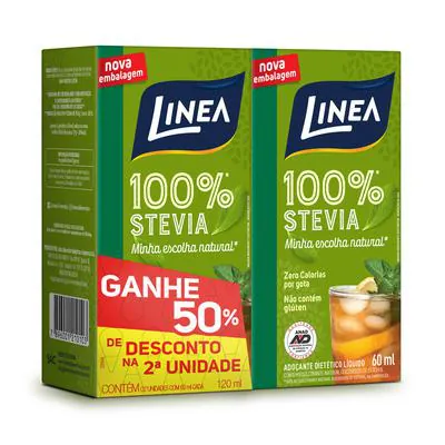 Kit Adoçante Líquido Linea Sucralose 60ml com 50% de Desconto na 2ª Unidade