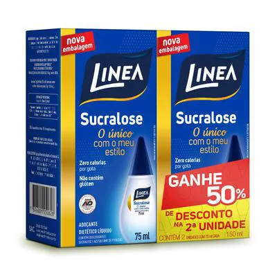 Kit Adoçante Líquido Linea Sucralose 75ml com 50% de Desconto na 2ª Unidade