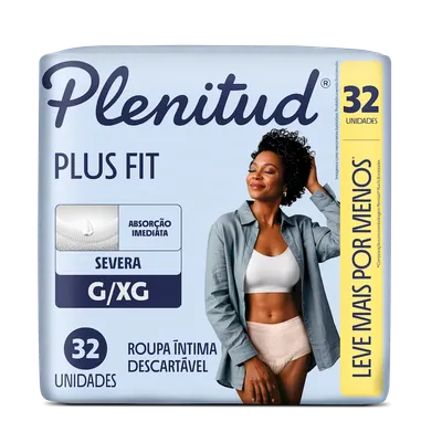 Roupa Íntima Descartável Unissex Plenitud Plus G/XG Pacote 32 Unidades Leve Mais Pague Menos