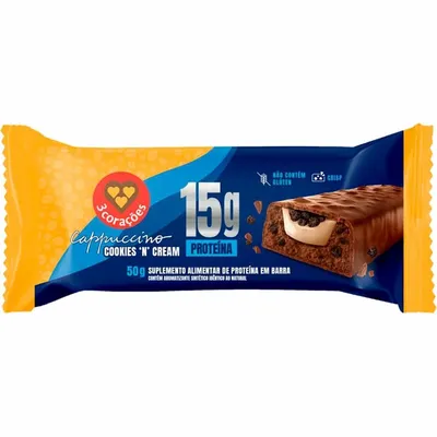 Barra de Proteína 3 Corações Cappuccino Cookies 50g
