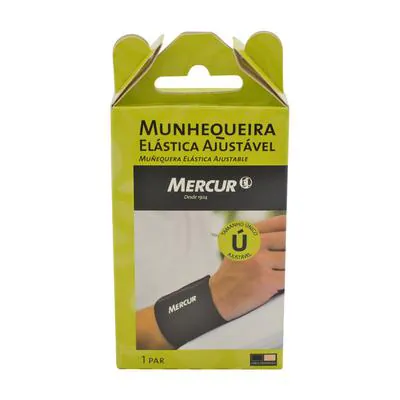 Munhequeira Elástica Ajustável Mercur com Tala Preta 1 Par
