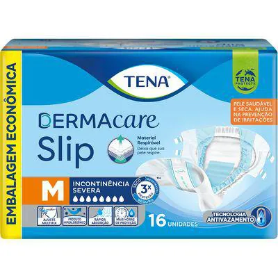 Fralda Geriátrica Tena Dermacare Slip Tamanho M 16 Unidades