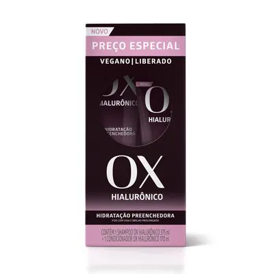 Kit OX Hialurônico Hidratação Preenchedora Shampoo 375ml + Condicionador 170ml