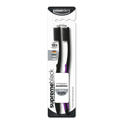 Escova Dental Powerdent Supreme Black 2 Unidades