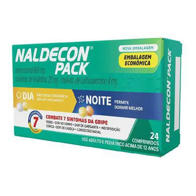 Naldecon Pack Dia E Noite Paracetamol 800Mg + Cloridrato De Fenilefrina 20Mg + Maleato De Carbinoxamina 4Mg 24 Comprimidos preço