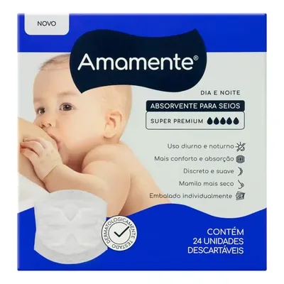 Absorvente para Seios Amamente Super Premium 24 Unidades