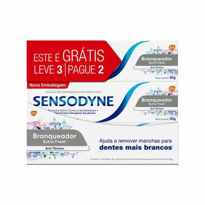 Kit Creme Dental Sensodyne Branqueador 3 Unidades