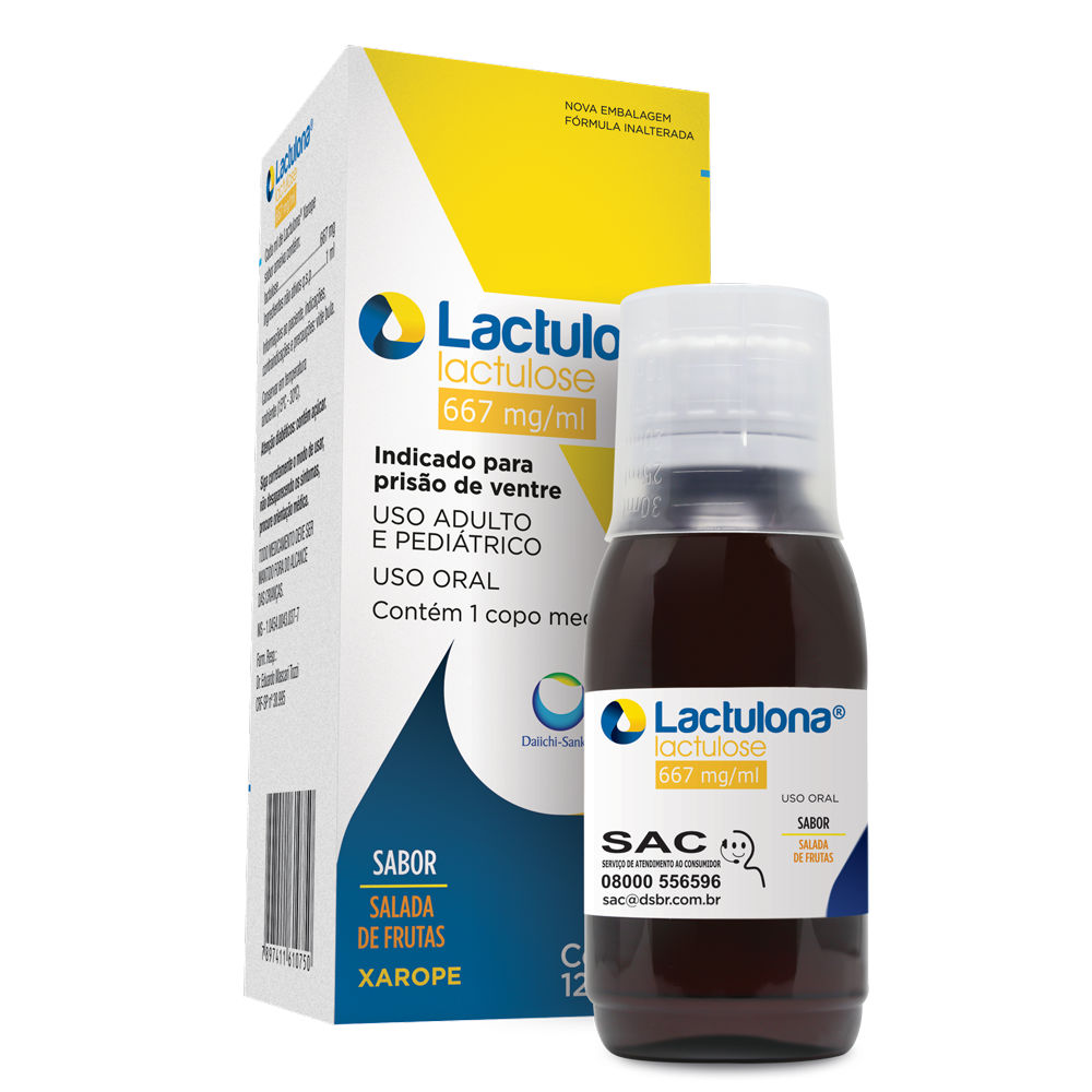 Lactulona 667mg/ml Xarope Com 120ml Sabor Salada De Frutas