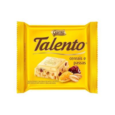 Chocolate Garoto Talento Branco com Cereais e Passas 25g