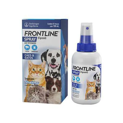 Frontline Antipulgas e Carrapatos Spray Para Cães e Gatos 100ml