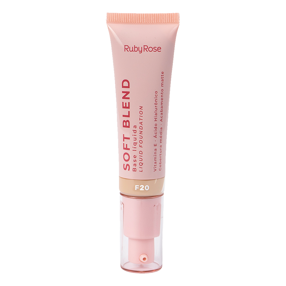 Ruby Rose Base Líquida  Soft Blend F20 Matte Média Cobertura Efeito Aveludado 30gr