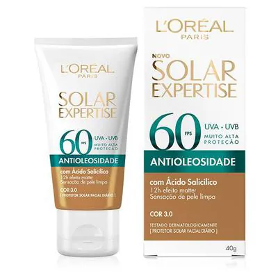 Protetor Solar Facial L'Oréal Expertise Antioleosidade FPS60 Média 40g